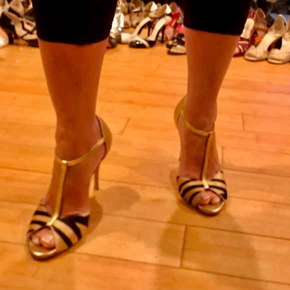 Comme iI Faut Argentine Tango Zebra Gold Gatsby Dance pARTy Stunning Stilettos - Picture 4 of 14